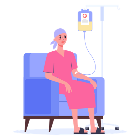 Patient with a dropper getting a chemo  Illustration