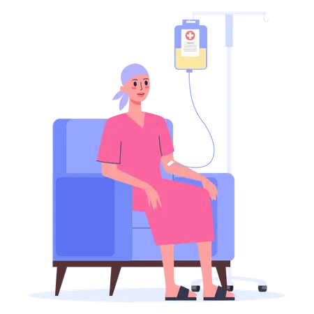 Patient with a dropper getting a chemo  Illustration