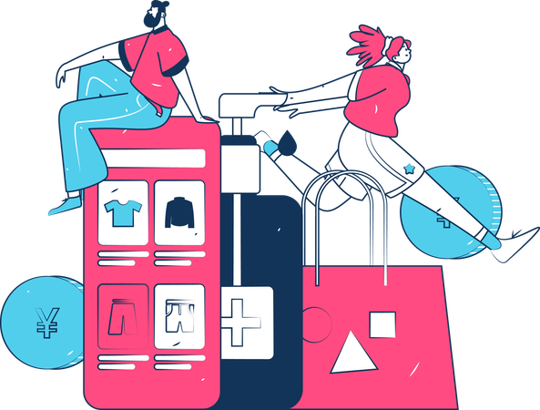 People Doing Shopping From E Commerce Platform  Illustration