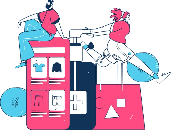 People Doing Shopping From E Commerce Platform  Illustration