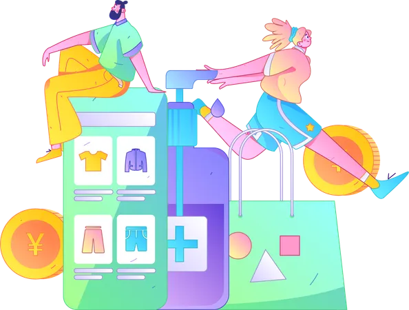 People doing shopping from e-commerce platform  Illustration