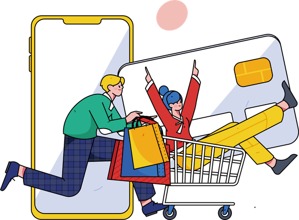 People shopping from e-commerce website  Illustration