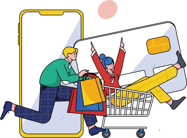 People shopping from e-commerce website  Illustration