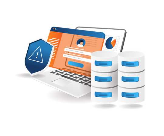 Personal data account database security warning  Illustration