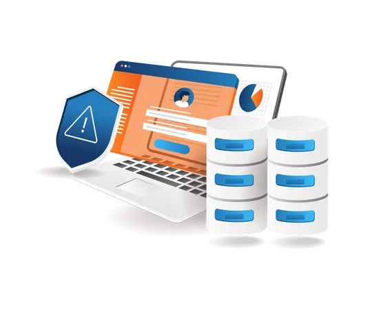 Personal data account database security warning  Illustration