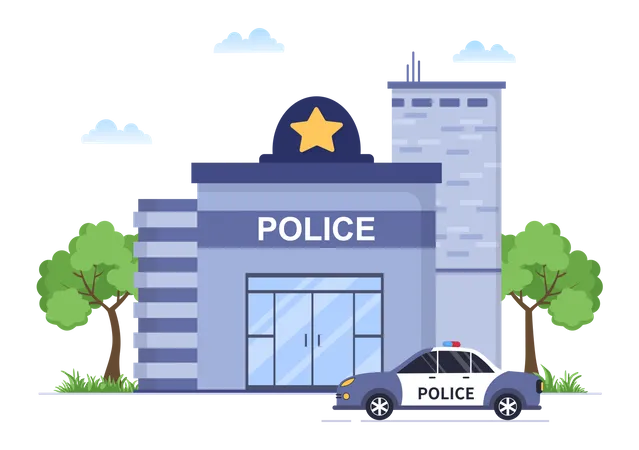 Police Station Building Illustration - Free Download People ...