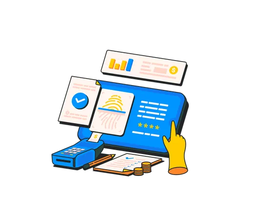 POS fingerprint authentication  Illustration