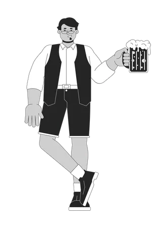 Positive arab male with beer mug  Illustration