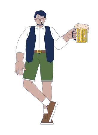 Positive arab male with beer mug  Illustration