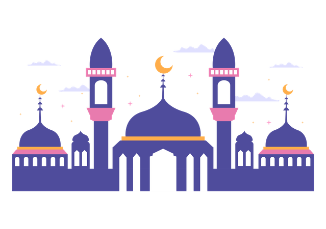 Ramadan Kareem with Mosque  Illustration