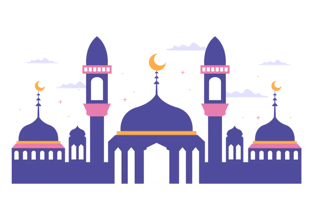 Ramadan Kareem with Mosque  Illustration