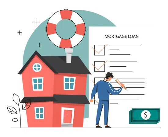 Real estate mortgage loan document signature  Illustration