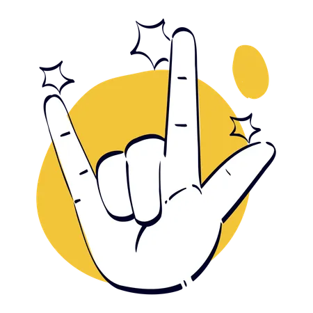 Rock On Hand Gesture  Illustration