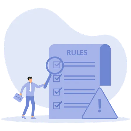 Rules check and finish writing rules and regulations document rules  Illustration