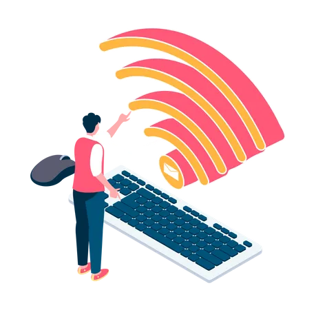 Sending Mail via Wifi  Illustration