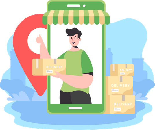 Shopping Package Delivery  Illustration