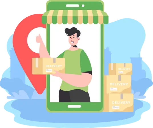 Shopping Package Delivery  Illustration