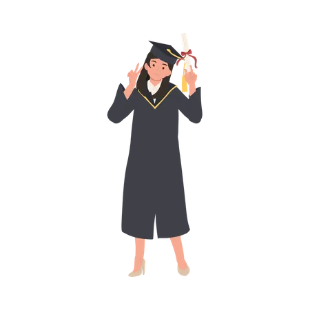 Smiling Graduating Student in Cap and Gown  Illustration