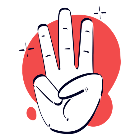 Three Finger Hand Gesture  Illustration