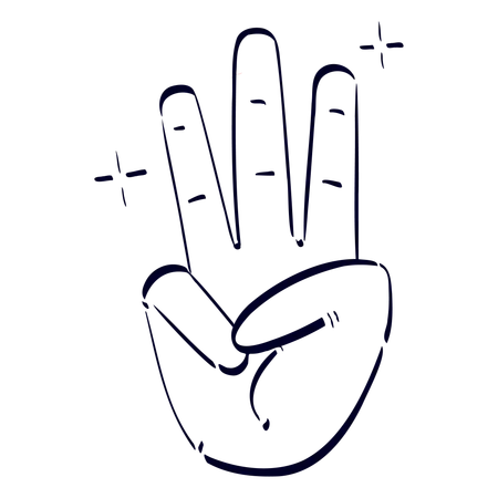 Three Finger Hand Gesture  Illustration