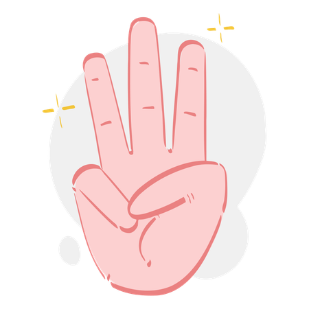 Three Finger Hand Gesture  Illustration