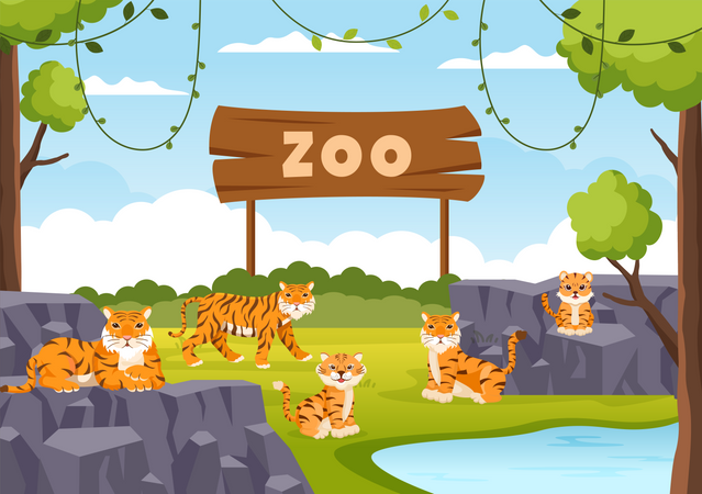 Tiger in zoo  Illustration