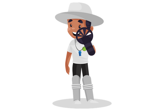 Umpire wearing forearm shield and cricket pads  Illustration