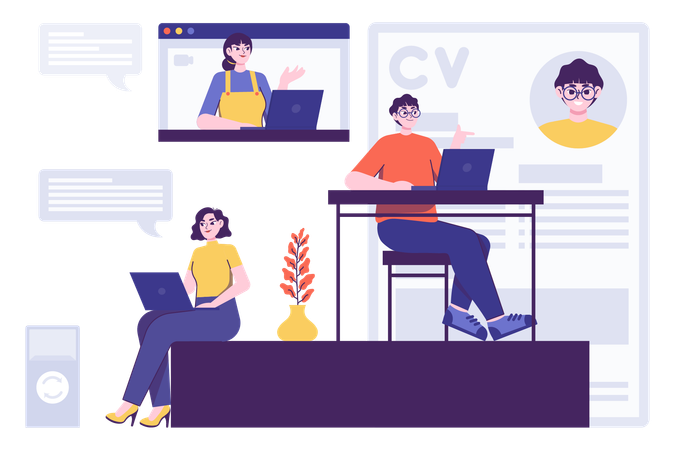 Virtual Hiring  Illustration