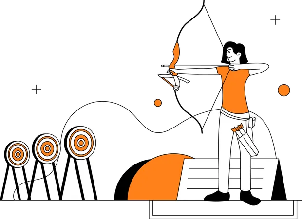 Woman Doing Archery  Illustration