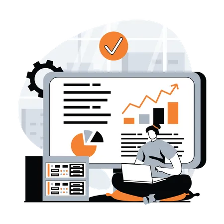 Woman doing data analysis  Illustration