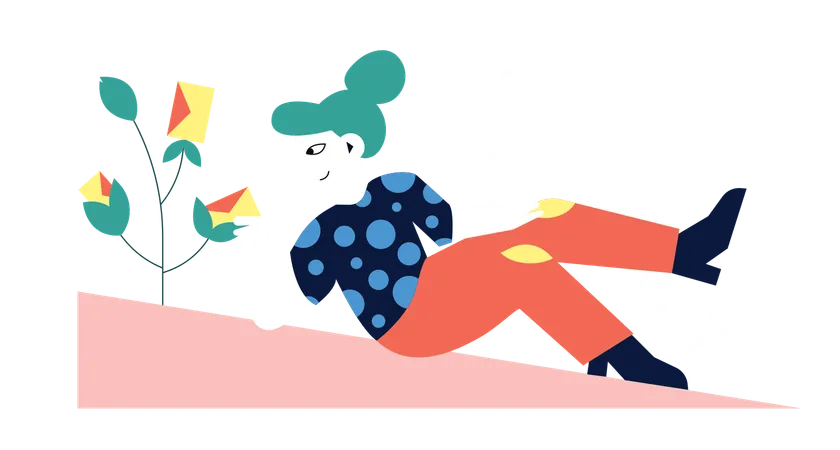 Woman organized email inbox  Illustration