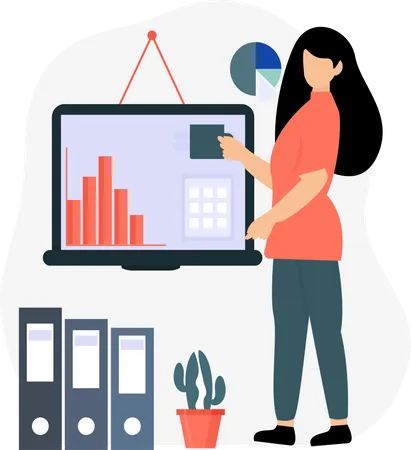 Woman presenting data analytics  Illustration