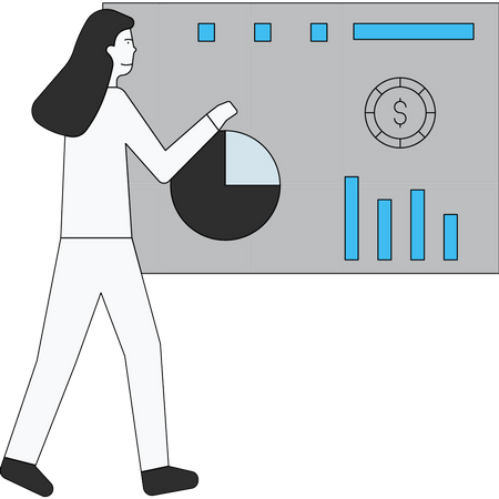 Woman presenting marketing analysis  Illustration