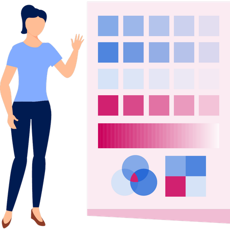 Woman presenting printing color  Illustration