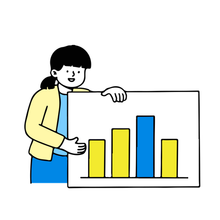 Woman presenting revenues chart  Illustration