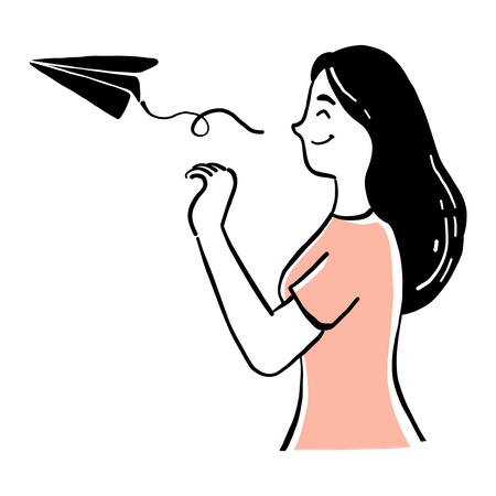 Woman sending message  Illustration