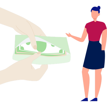 Woman showing wallet money  Illustration