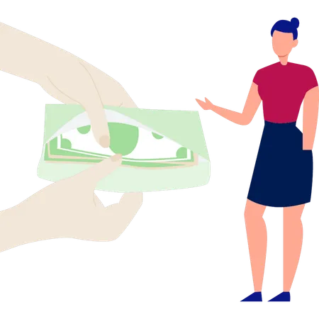 Woman showing wallet money  Illustration