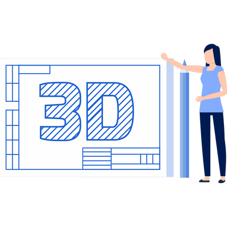 Women making 3D chart  Illustration