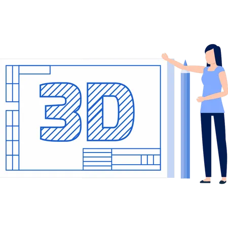 Women making 3D chart  Illustration