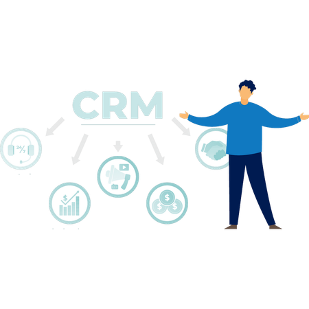 Young boy happy with CRM system  Illustration