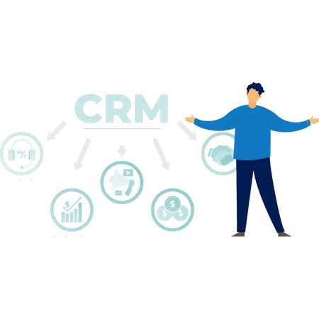 Young boy happy with CRM system  Illustration