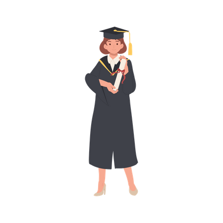 Young Graduate Celebrating Academic Success in Graduation Ceremony  Illustration