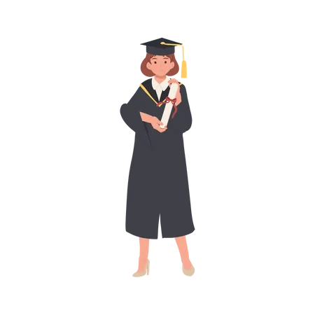 Young Graduate Celebrating Academic Success in Graduation Ceremony  Illustration