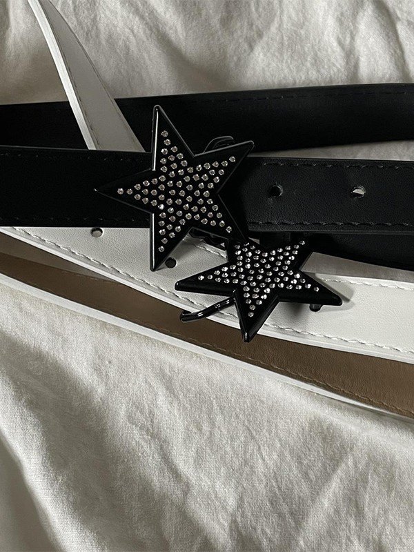 EMMIOL Rhinestone Star Pu Leather Belt