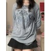 EMMIOL Cross Skull Printed Long Sleeve Top