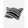 EMMIOL Ear Design Contrast Striped Beanie Hat