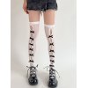 EMMIOL Bow Embellish Cutout Lace Thigh High Socks