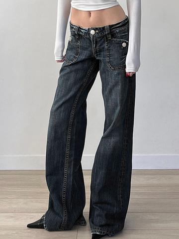 Vintage Pocket Washed Flare Jeans