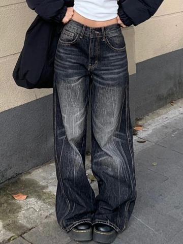 Vintage High Street Wide Leg Boyfriend Jeans